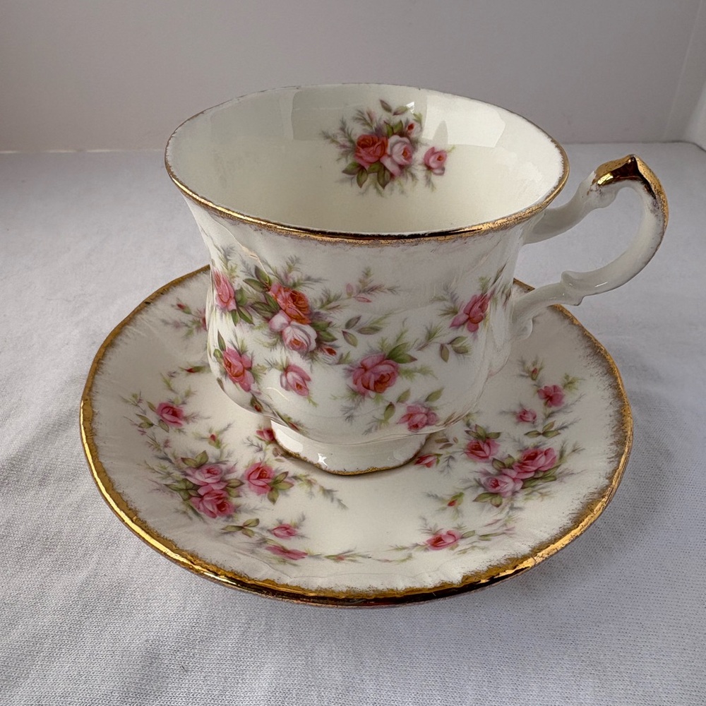 Vintage Paragon Victoriana Roses Teacup and Saucer with Gold Trim